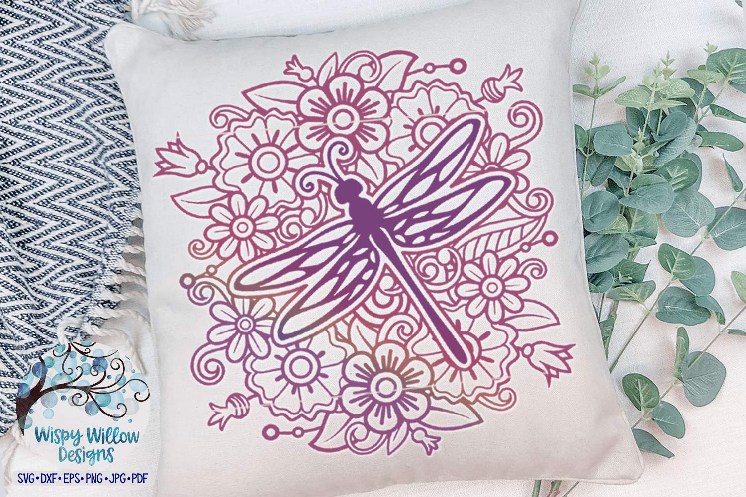 Dragonfly Mandala SVG Wispy Willow Designs Company