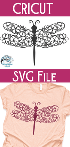 Dragonfly with Flowers Svg Wispy Willow Designs Company