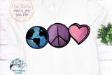 Earth Peace and Love Sublimation PNG Wispy Willow Designs Company