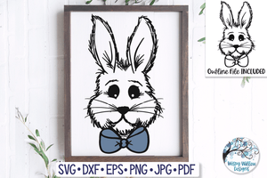 Easter Bunny Boy with Bow Tie SVG Wispy Willow Designs Company
