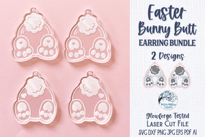 Easter Bunny Butt Earring SVG for Glowforge or Laser Wispy Willow Designs Company