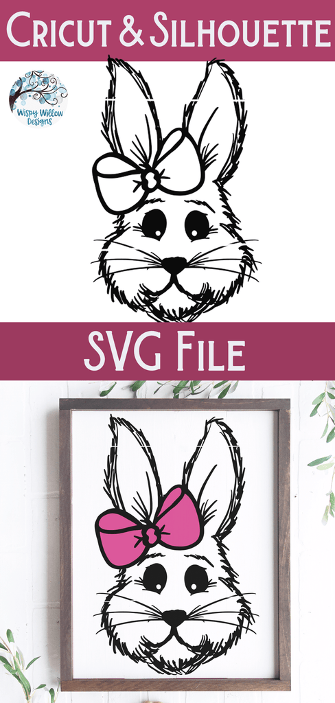 Easter Bunny Girl with Bow SVG Wispy Willow Designs Company