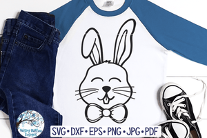Easter Bunny with Bow SVG Wispy Willow Designs Company