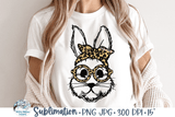 Easter Bunny with Leopard Glasses and Bandana PNG Sublimation Wispy Willow Designs Company