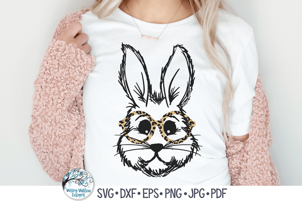 Easter Bunny with Leopard Print Glasses SVG Wispy Willow Designs Company