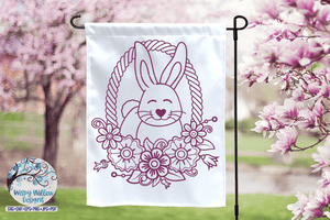 Easter Rabbit in Floral Basket SVG Wispy Willow Designs Company