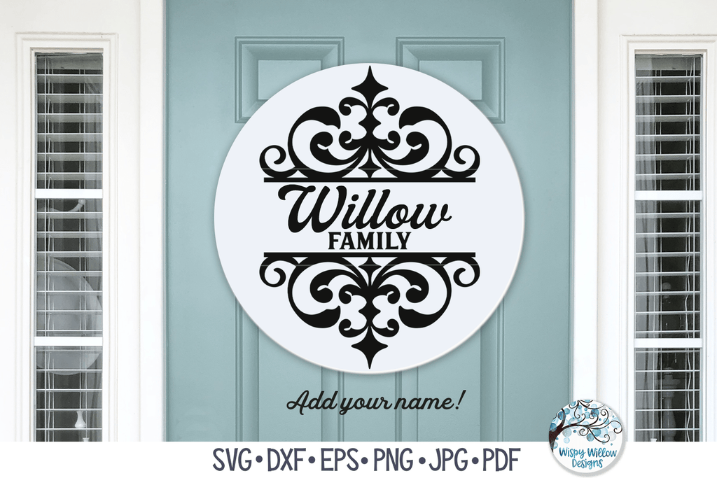 Elegant Family Name Sign SVG | Fancy Last Name Sign SVG Wispy Willow Designs Company