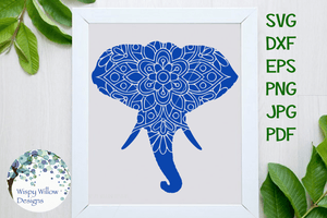 Elephant Face Mandala SVG Wispy Willow Designs Company