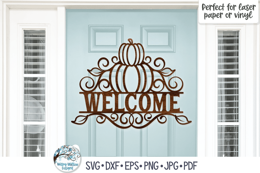 Fall Pumpkin Welcome Sign SVG | Autumn SVG Wispy Willow Designs Company