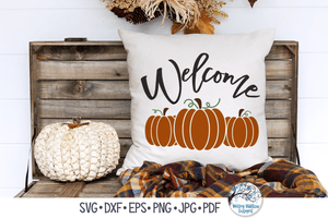 Fall Welcome Sign with Pumpkins SVG Wispy Willow Designs Company