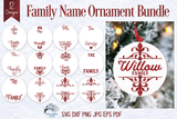 Family Name Round Ornament SVG Bundle Wispy Willow Designs Company