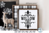 Fancy Family Name Sign SVG | Farmhouse Last Name Sign SVG Wispy Willow Designs Company