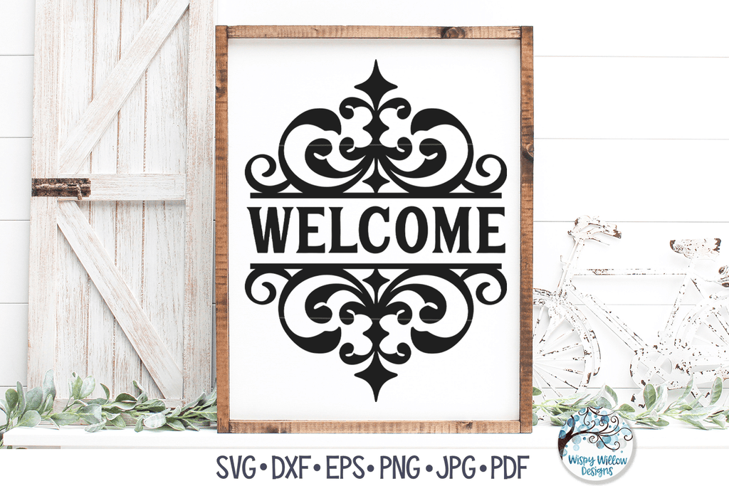 Fancy Welcome Sign SVG | Elegant Vintage Welcome Flourish Wispy Willow Designs Company