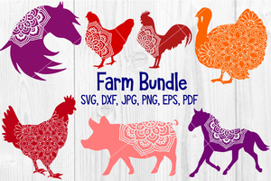 Farm Animal Mandala SVG Bundle Wispy Willow Designs Company