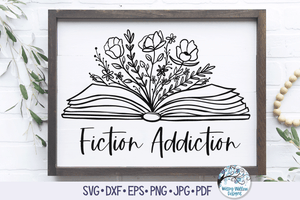 Fiction Addiction Floral Book SVG Wispy Willow Designs Company