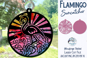 Flamingo Suncatcher for Laser or Glowforge Wispy Willow Designs Company