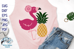 Flamingo with Pineapple SVG Wispy Willow Designs Company