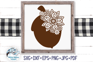 Floral Acorn SVG Wispy Willow Designs Company
