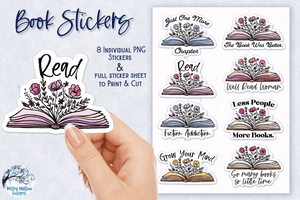 Floral Book Stickers PNG Wispy Willow Designs Company