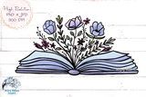 Floral Book Sublimation PNG | Blue Book with Flowers PNG Wispy Willow Designs Company