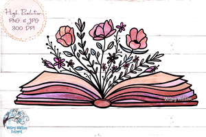 Floral Book Sublimation PNG | Pink Book with Flowers PNG Wispy Willow Designs Company