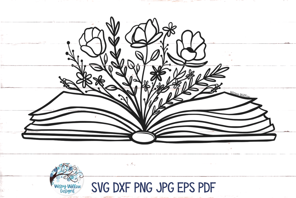 Floral Book SVG Wispy Willow Designs Company