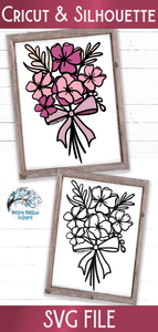 Floral Bouquet SVG | Flowers with Ribbon SVG Wispy Willow Designs Company