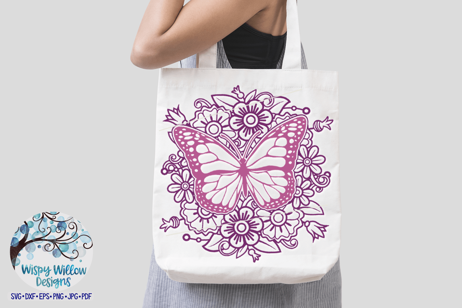 Floral Butterfly Mandala SVG Wispy Willow Designs Company