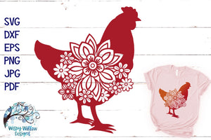 Floral Chicken SVG Wispy Willow Designs Company