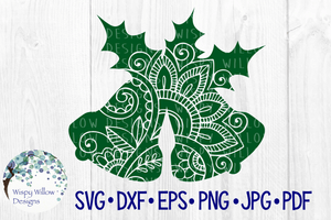 Floral Christmas Bells SVG Wispy Willow Designs Company