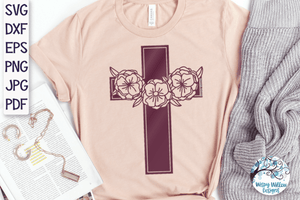 Floral Cross SVG | Christian Cross with Flowers SVG Wispy Willow Designs Company