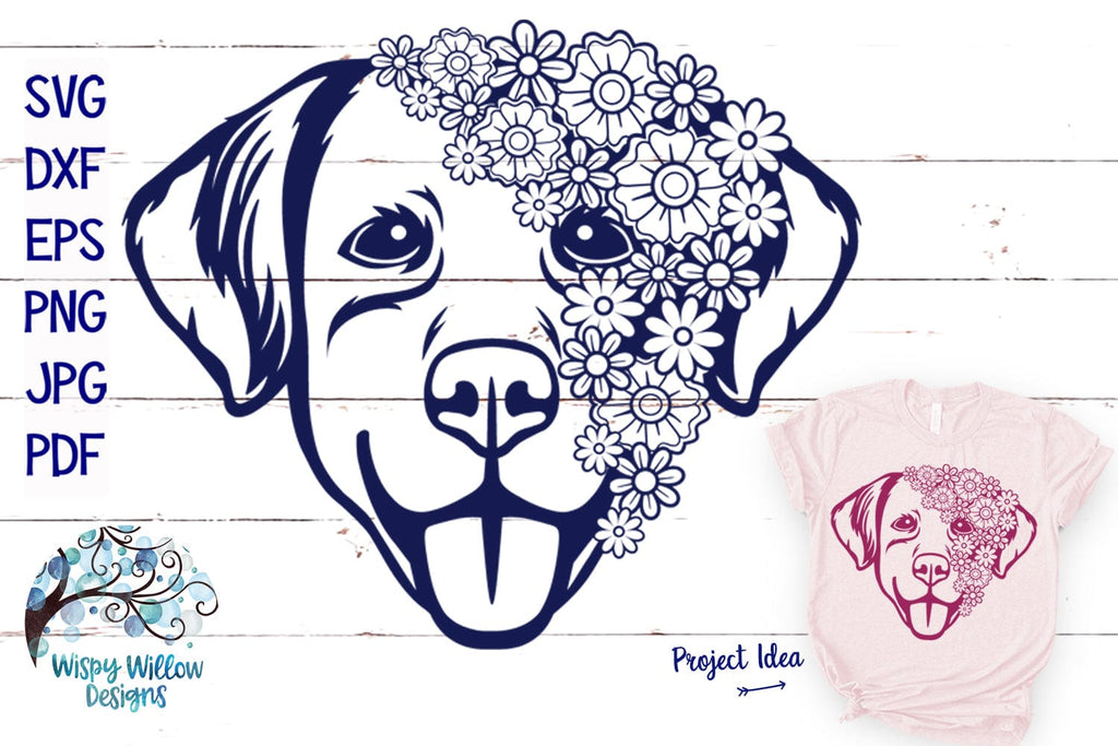 Floral Dog Face Zentangle SVG Wispy Willow Designs Company