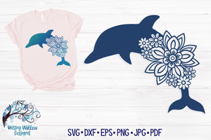Floral Dolphin SVG Wispy Willow Designs Company