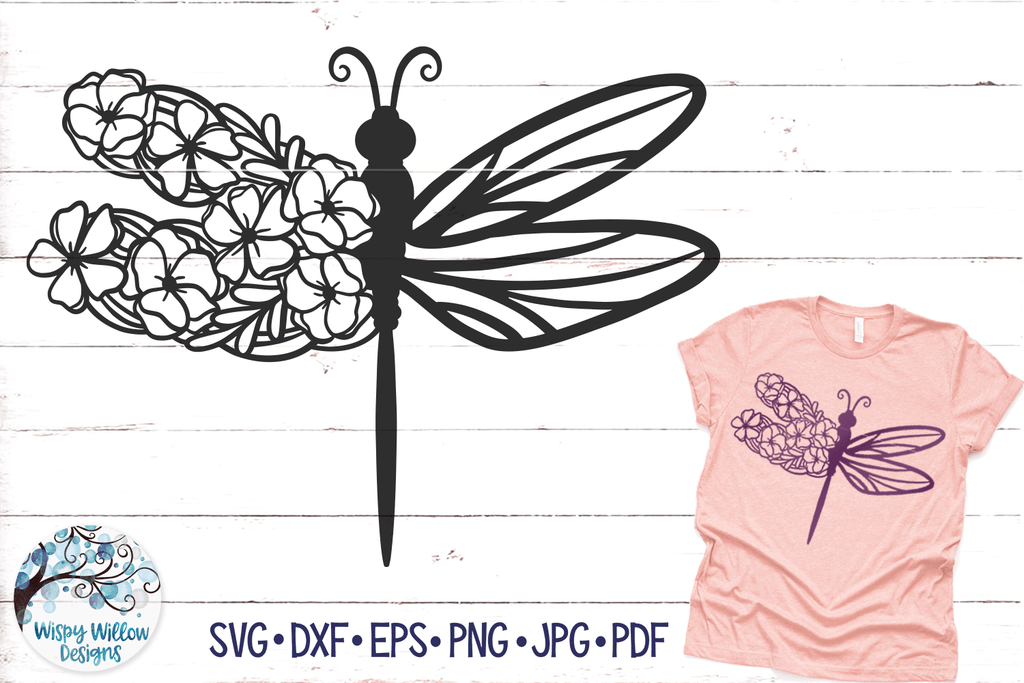 Floral Dragonfly SVG Wispy Willow Designs Company