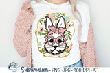 Floral Easter Bunny with Glasses and Bandana PNG Sublimation Wispy Willow Designs Company