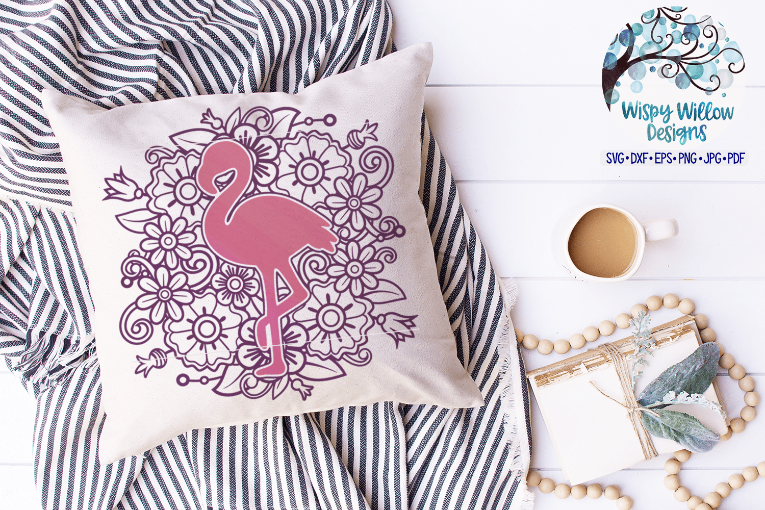 Floral Flamingo Mandala SVG Wispy Willow Designs Company