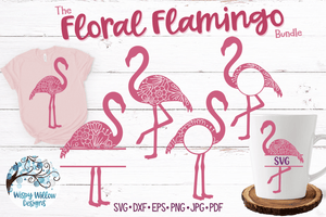 Floral Flamingo SVG Bundle Wispy Willow Designs Company