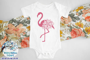 Floral Flamingo SVG Wispy Willow Designs Company
