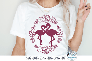 Floral Flamingos SVG Wispy Willow Designs Company