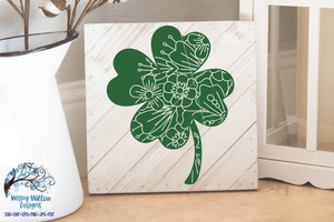 Floral Four Leaf Clover SVG | St. Patrick's Day Wispy Willow Designs Company
