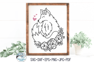 Floral Fox SVG | Fox with Flowers SVG Wispy Willow Designs Company