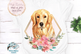 Floral Golden Retriever Dog Sublimation PNG Wispy Willow Designs Company
