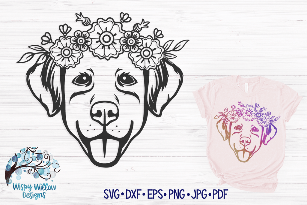 Floral Headband Dog SVG Wispy Willow Designs Company