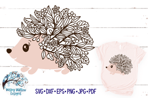 Floral Hedgehog Zentangle SVG Wispy Willow Designs Company
