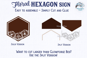 Floral Hexagon Sign for Glowforge or Laser Cutter Wispy Willow Designs Company