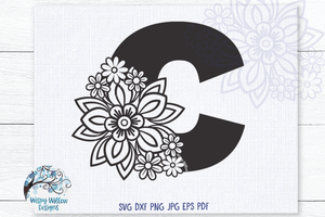Floral Letter C SVG Wispy Willow Designs Company