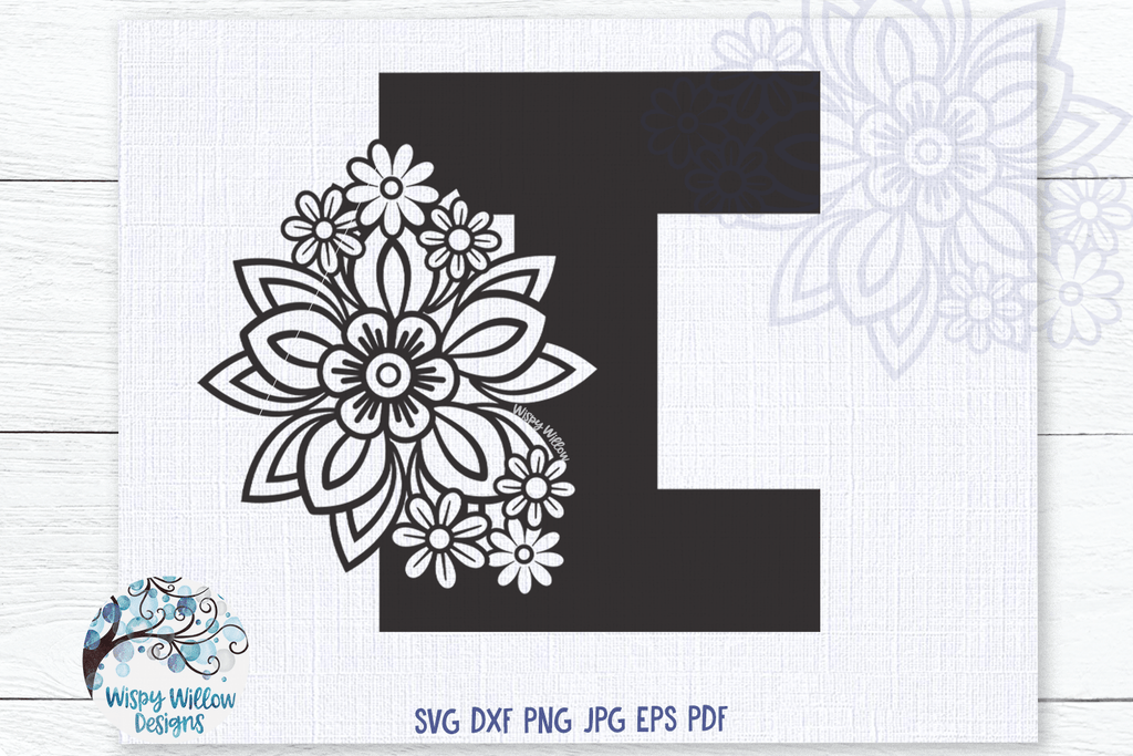 Floral Letter I SVG Wispy Willow Designs Company