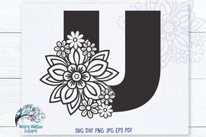 Floral Letter U SVG Wispy Willow Designs Company