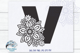 Floral Letter V SVG Wispy Willow Designs Company