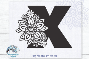 Floral Letter X SVG Wispy Willow Designs Company